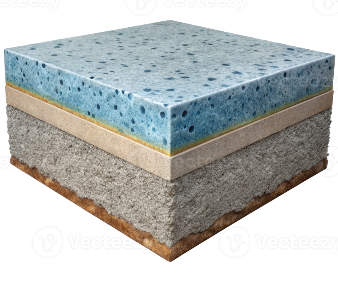 Cross-section of a layered material on a transparent background png