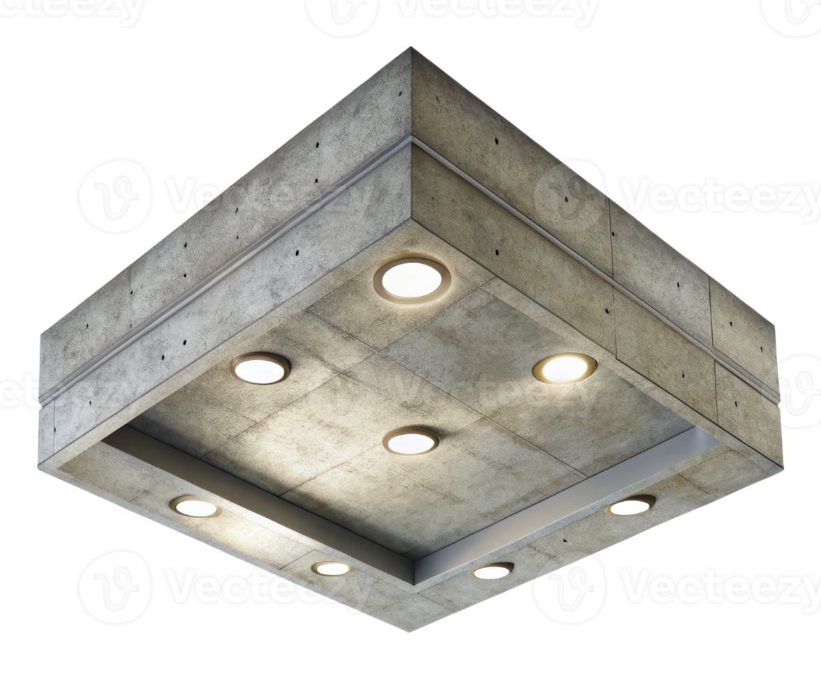 Square ceiling light fixture on a transparent background png