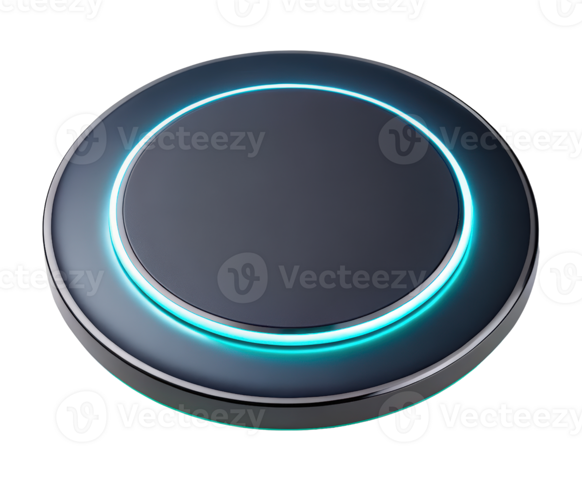 Stylish round button with blue light on a transparent background png