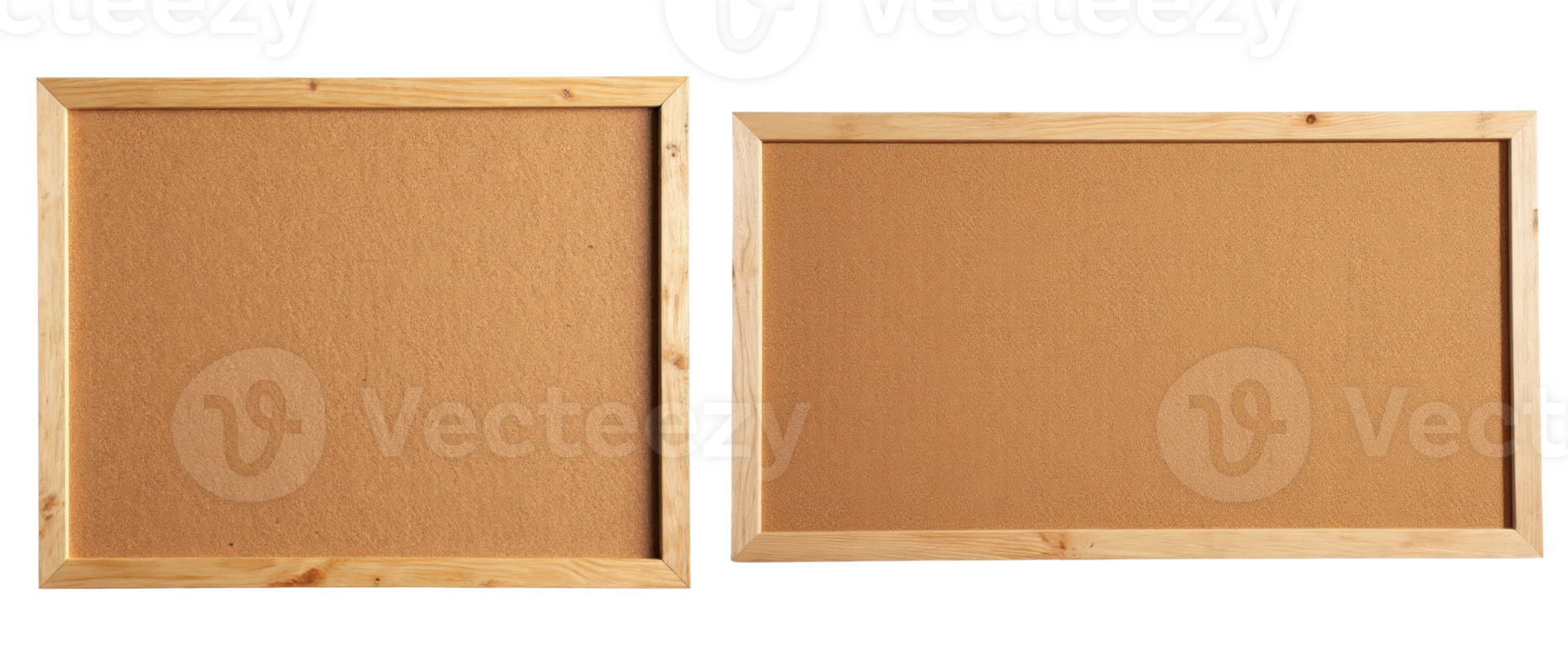 Two wooden corkboards on a transparent background png