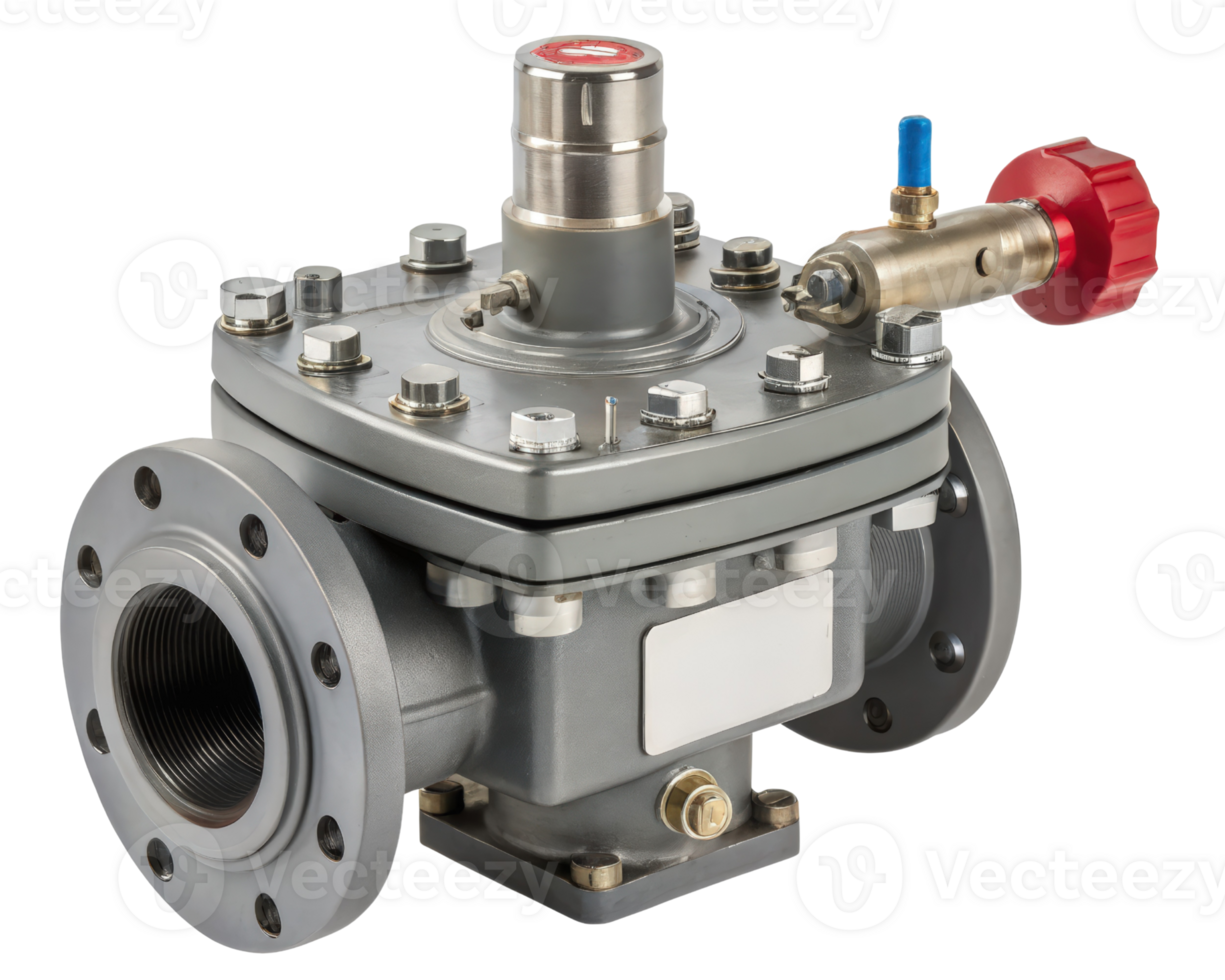 Industrial pressure regulator on a transparent background png