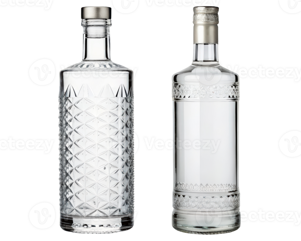 Two empty glass bottles on a transparent background png