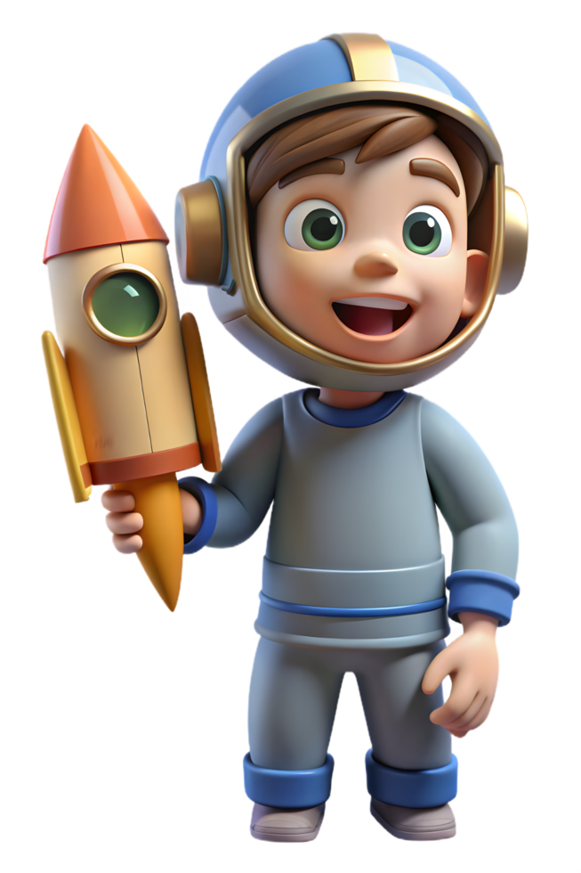 A cartoon boy holding a rocket png