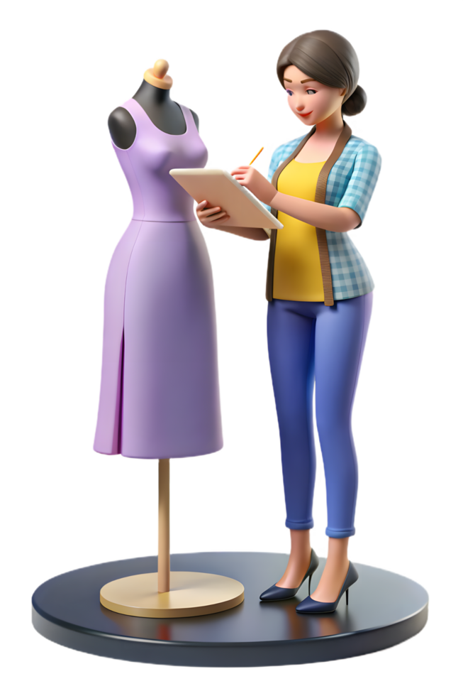A woman is standing next to a mannequin with a clipboard png