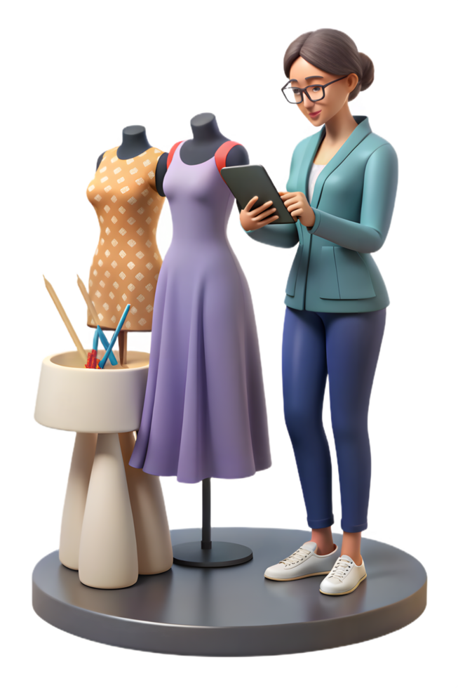A woman is standing next to a dress form png