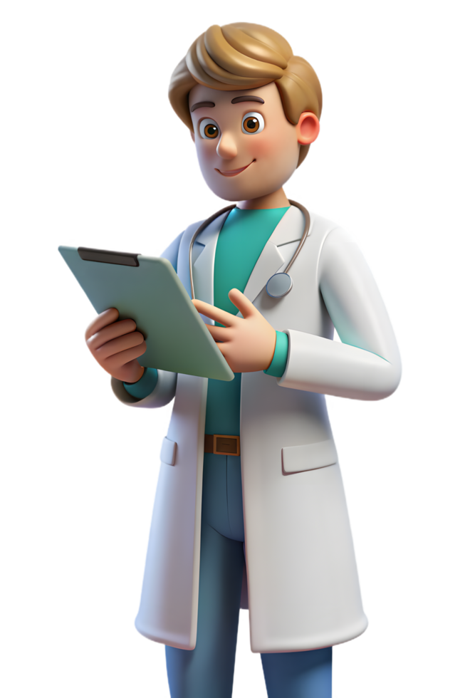 A cartoon doctor holding a clipboard png