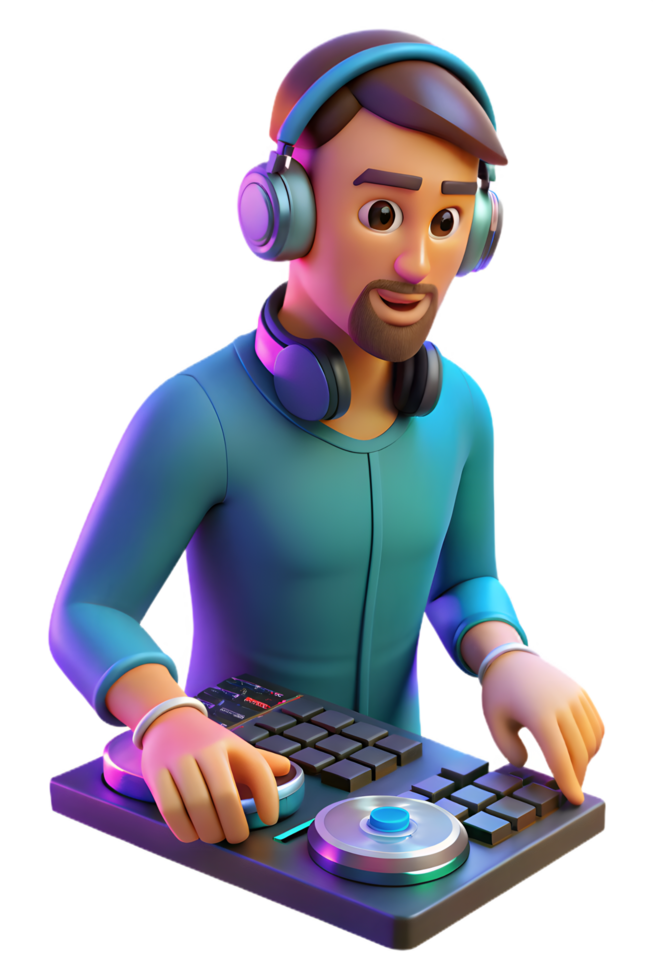 A man with headphones on playing music png