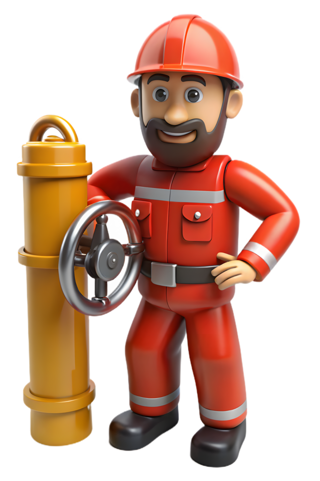 A fireman with a fire hydrant png