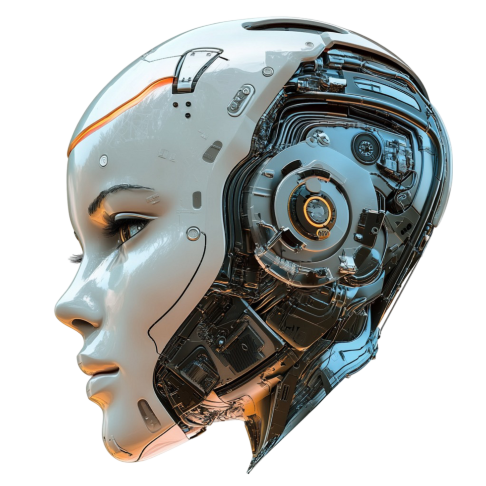 Futuristic Robot Face with Transparent Background png