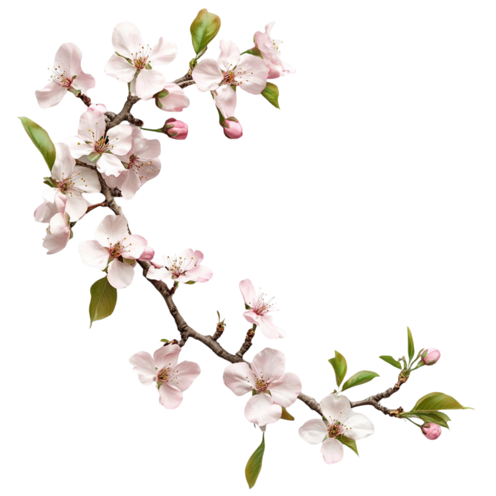 Beautiful Cherry Blossoms With Budding Twigs Transparent Background png