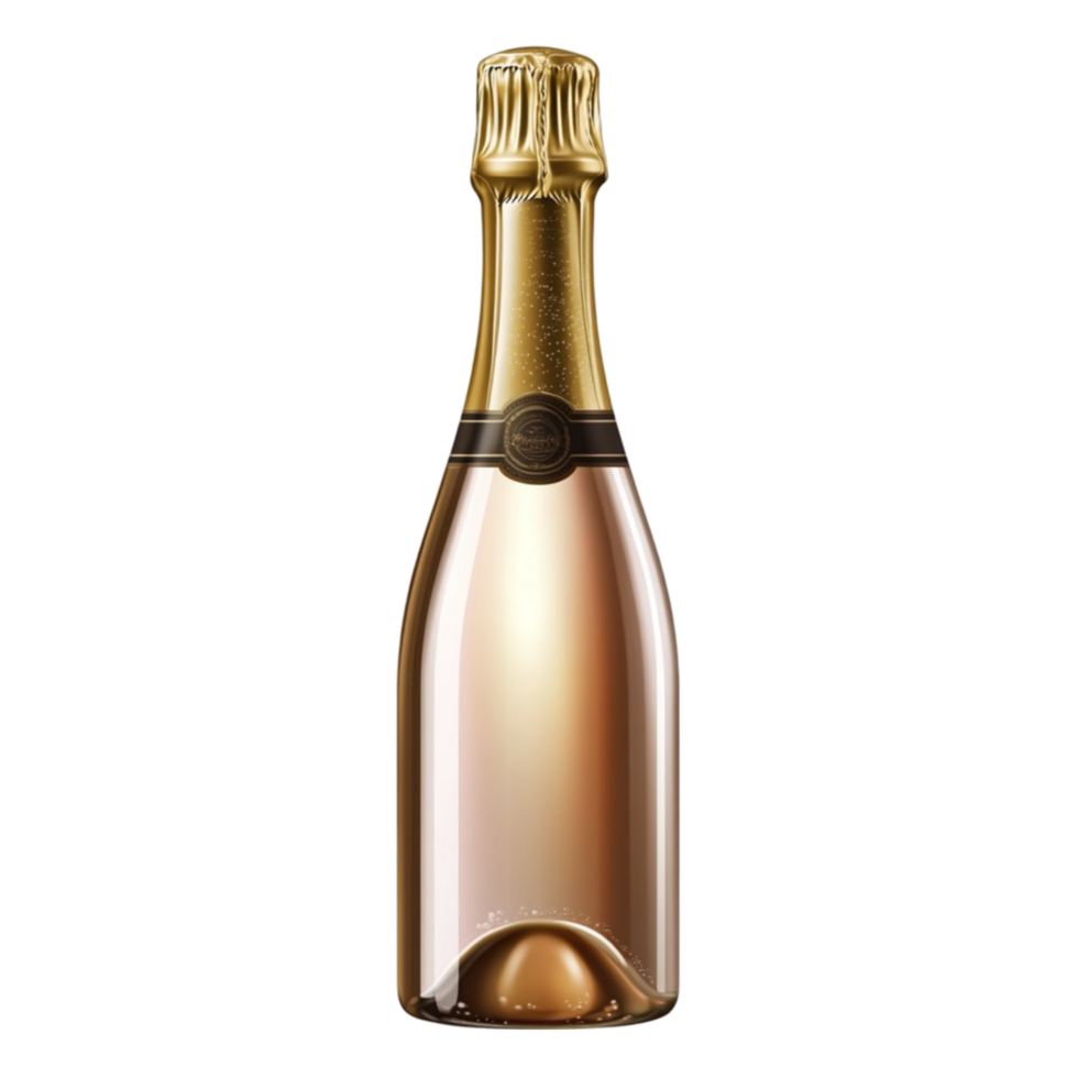 Gold Champagne Bottle On Transparent Background png
