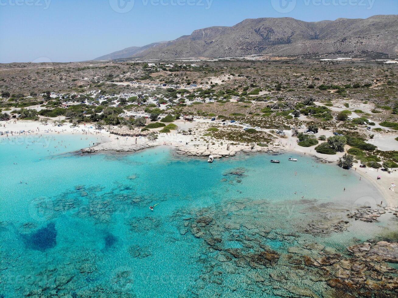 the island of Crete are photographed using a quadcopter camera from the air. photo