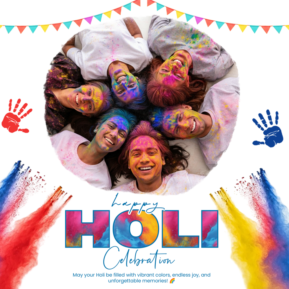 Happy Holi celebration poster temlaye with greeting text design Holi card psd