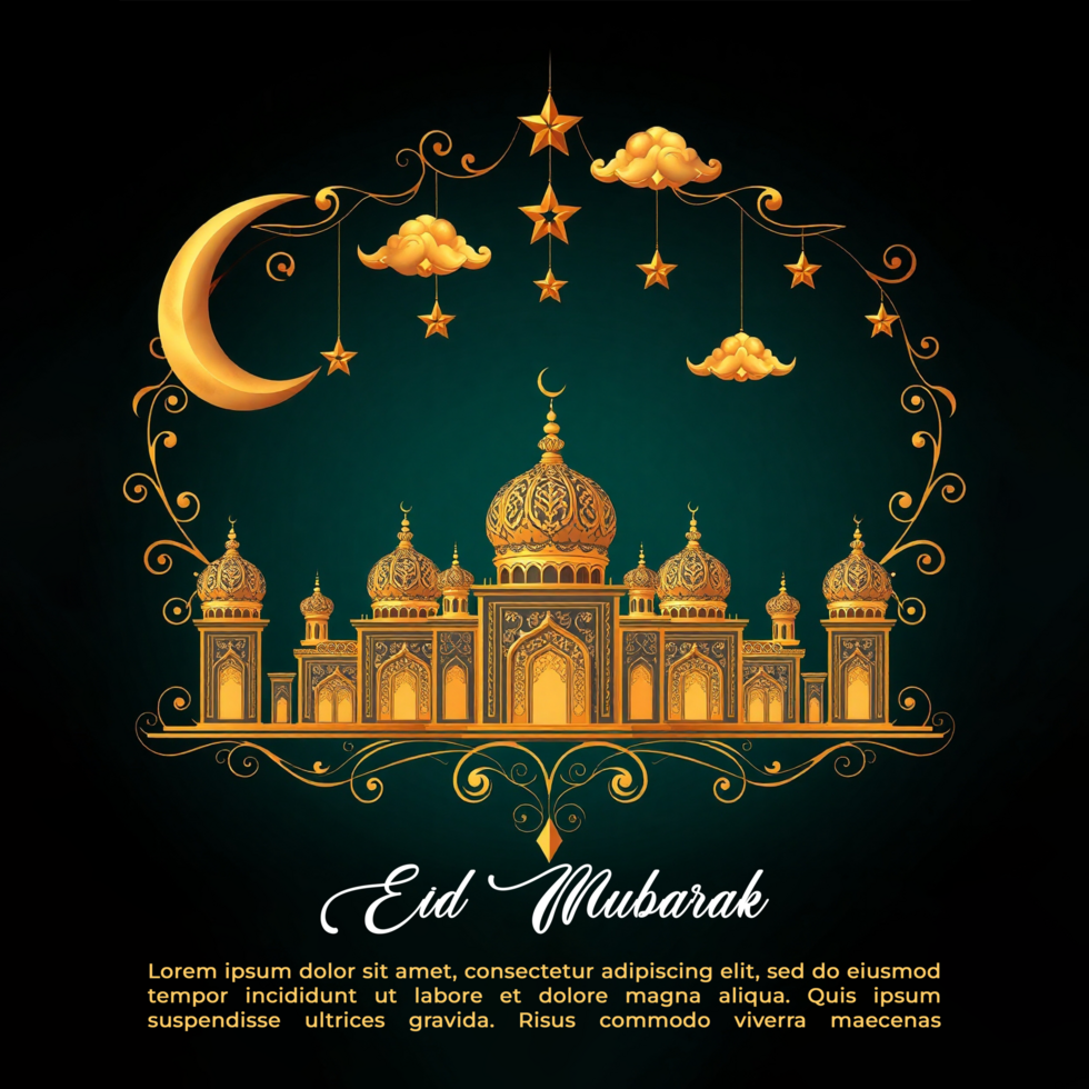 Islamic Eid Mubarak art for Eid Ul Fitr Idul Fitri and Eid Al Fitr Mubarek greeting card backgrounds psd