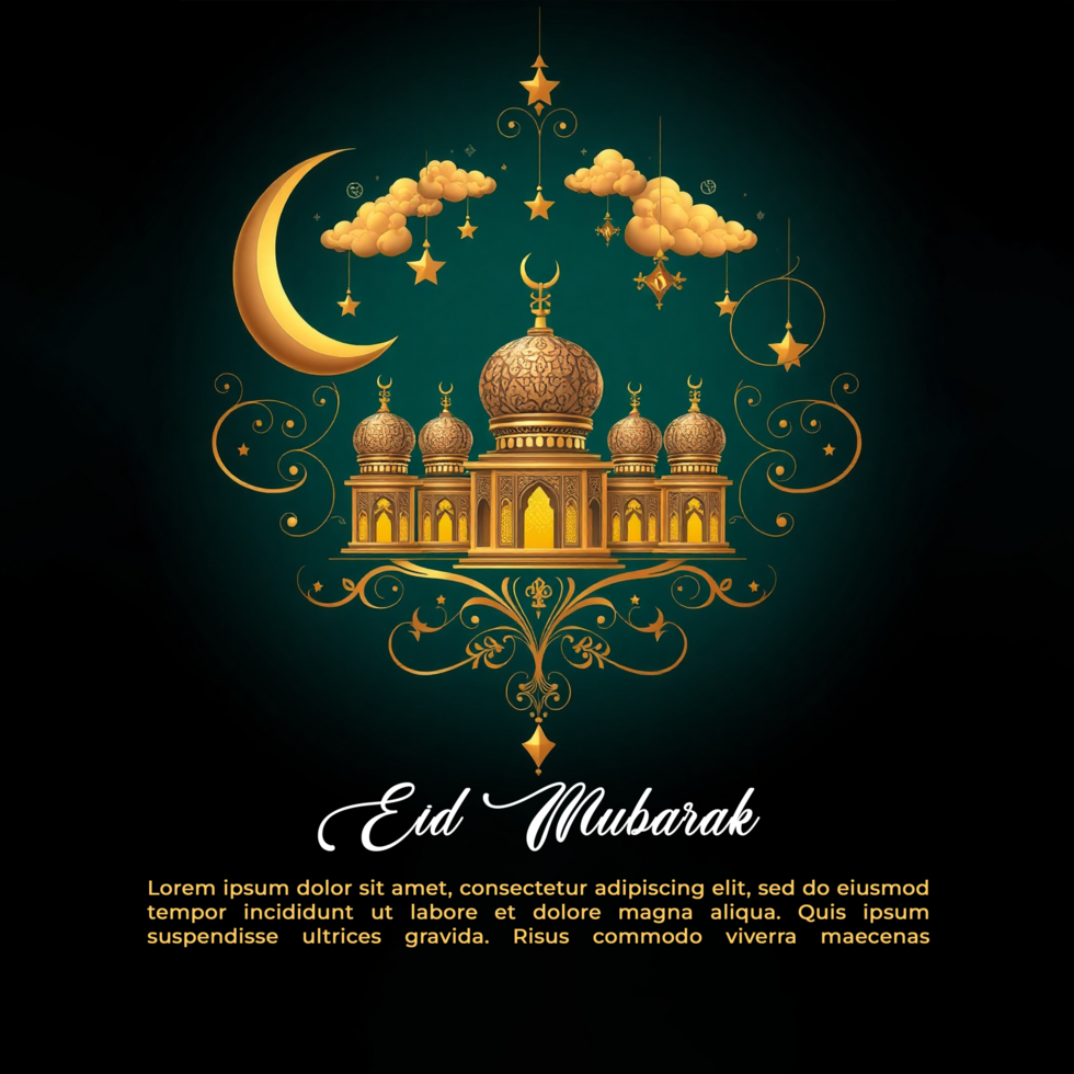 Warm Eid Mubarak wishes with Eid Ul Fitr Idul Fitri and Eid Al Fitr Mubarek for friends and family psd