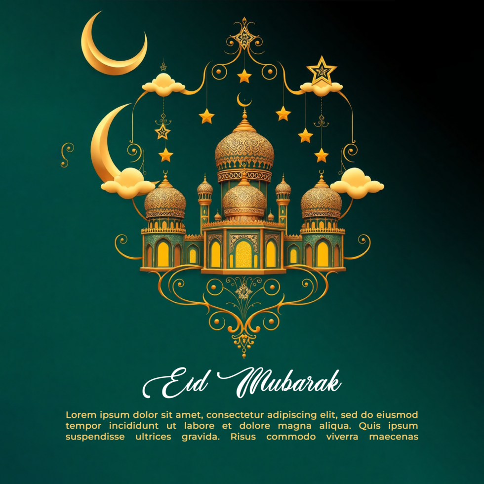 Holy month celebration with Eid Mubarak Eid Ul Fitr Idul Fitri and Eid Al Fitr Mubarek wishes psd