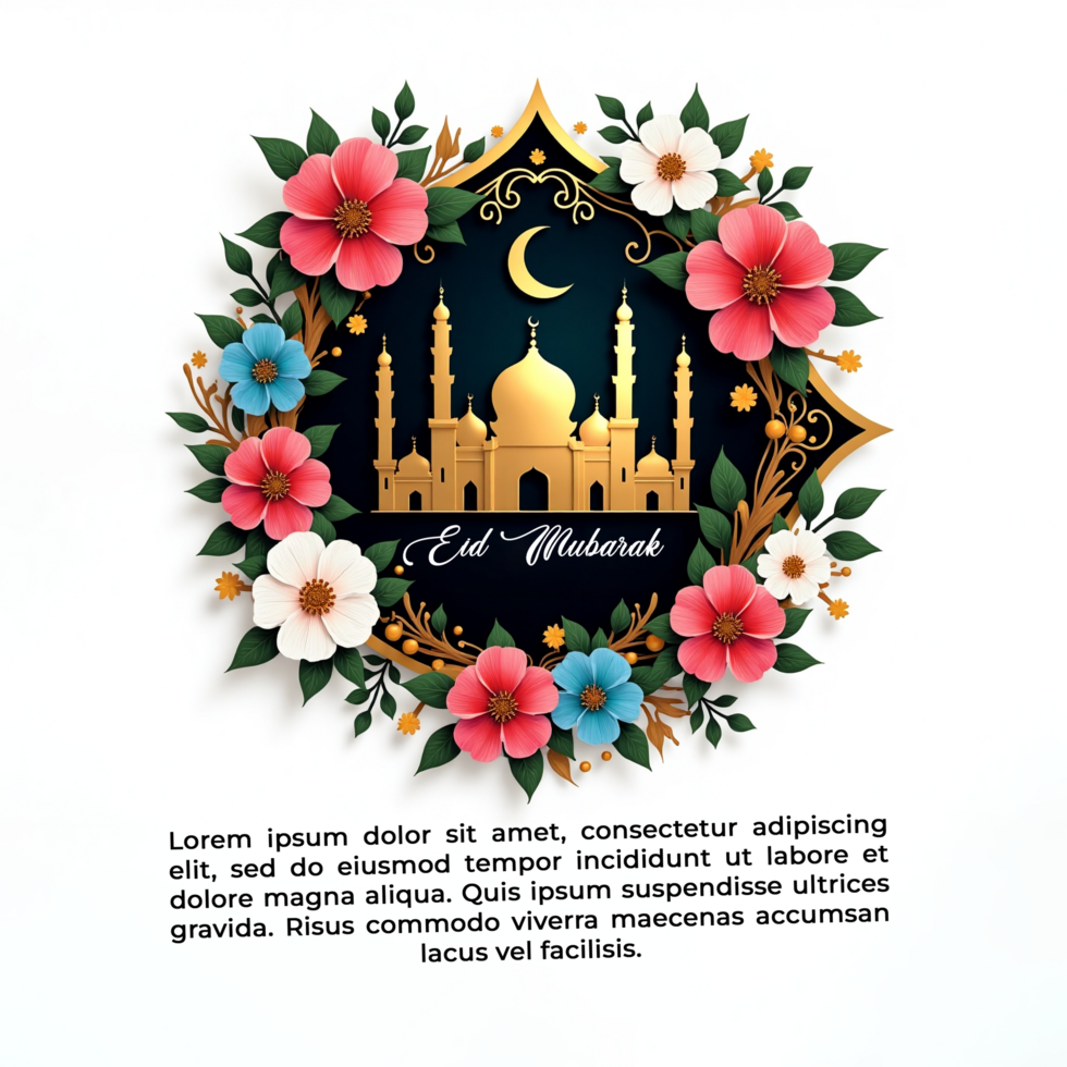 Joyful Eid Mubarak gathering with Eid Ul Fitr Idul Fitri Eid Al Fitr Mubarek decorations and wishes psd