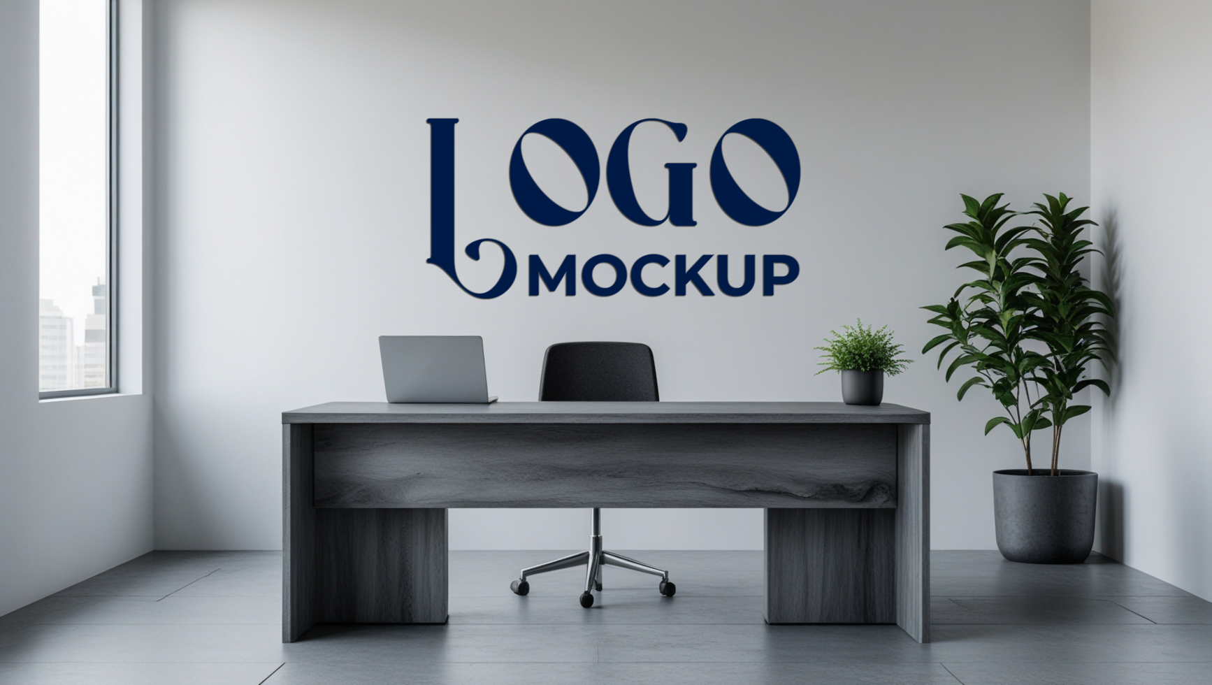 Premium logo mockup with a clean and modern logo mockup display on concrete wall for brand marketing psd