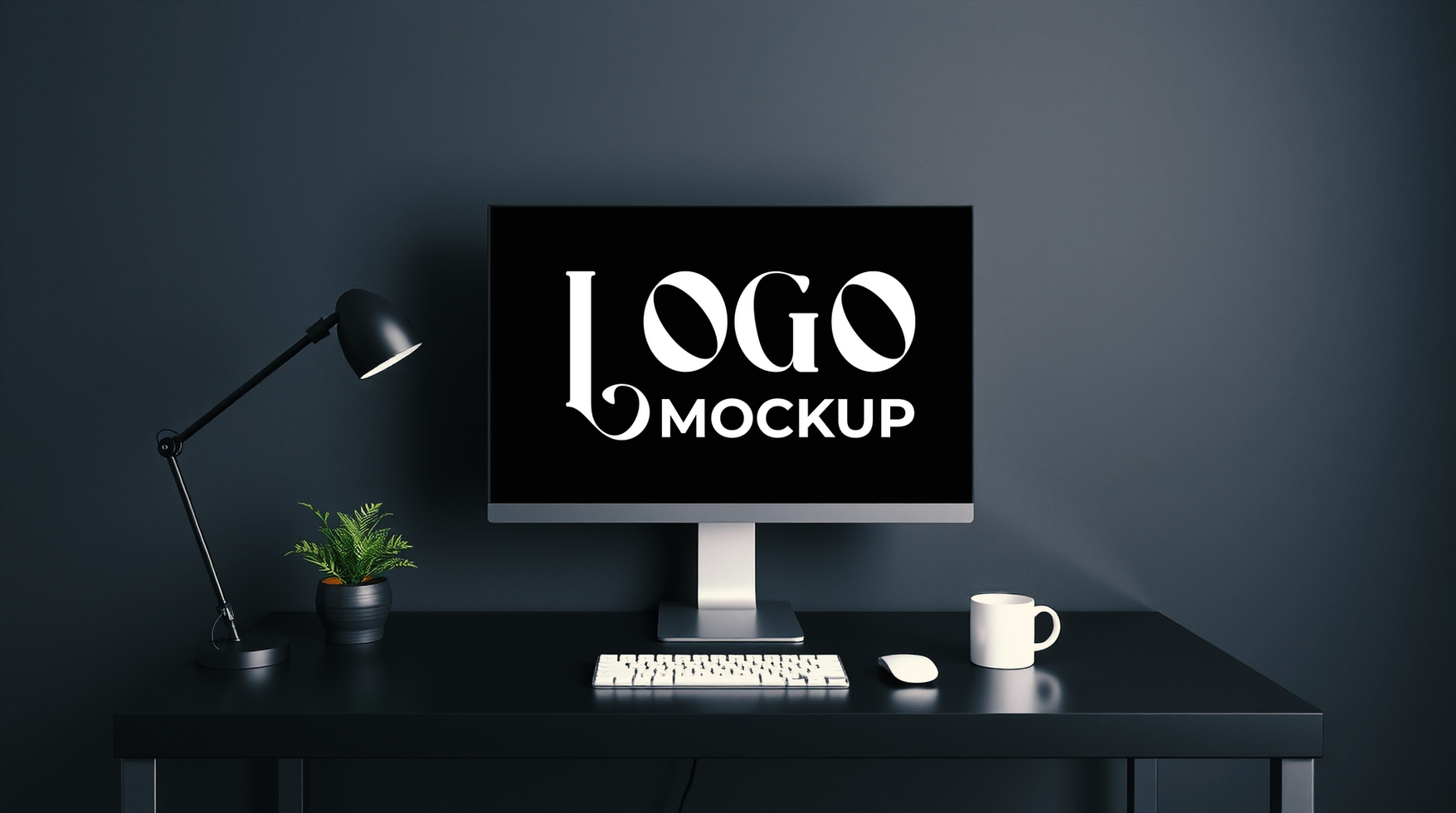 Mockup for branding with a realistic logo mockup scene on monitor for business and corporate design psd