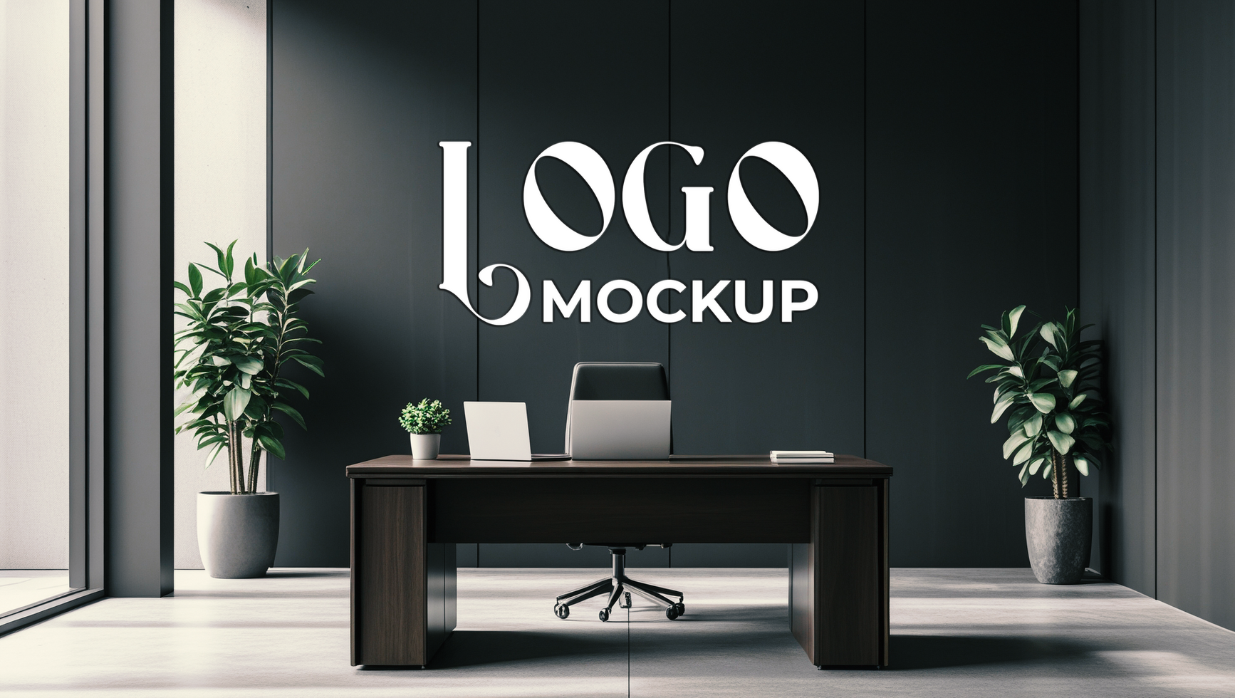Logo branding mockup on concrete wall with a high quality logo mockup scene for businesses psd