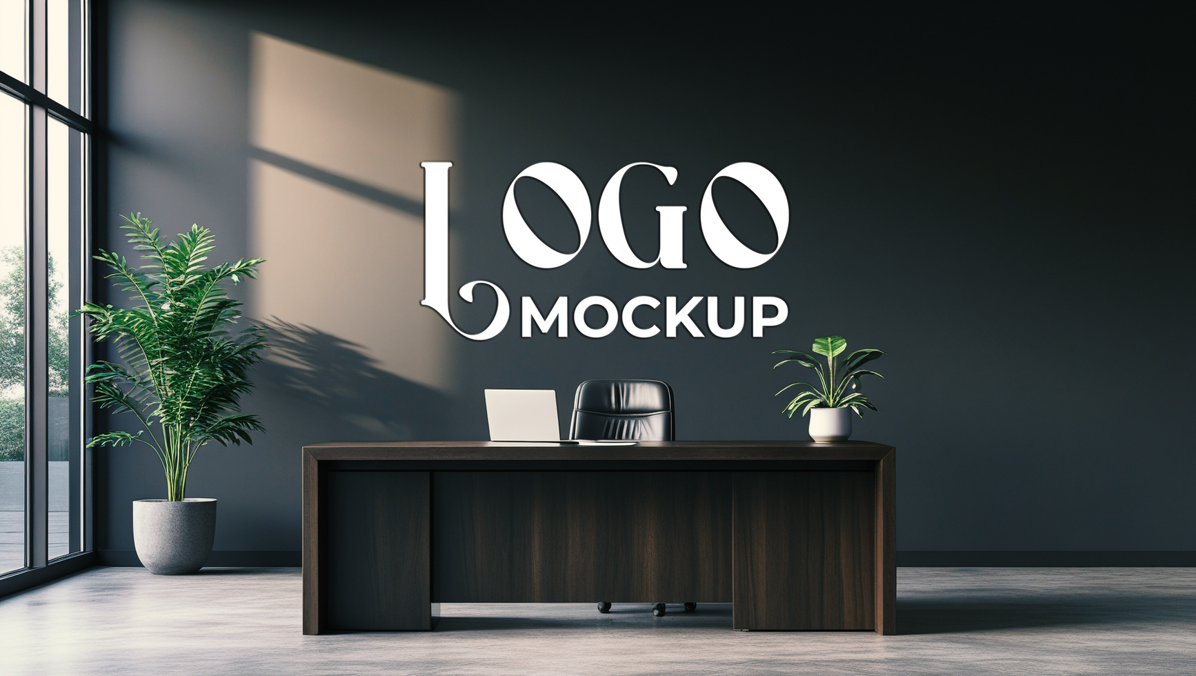 Digital logo mockup on concrete wall for brand marketing with a realistic logo mockup display psd