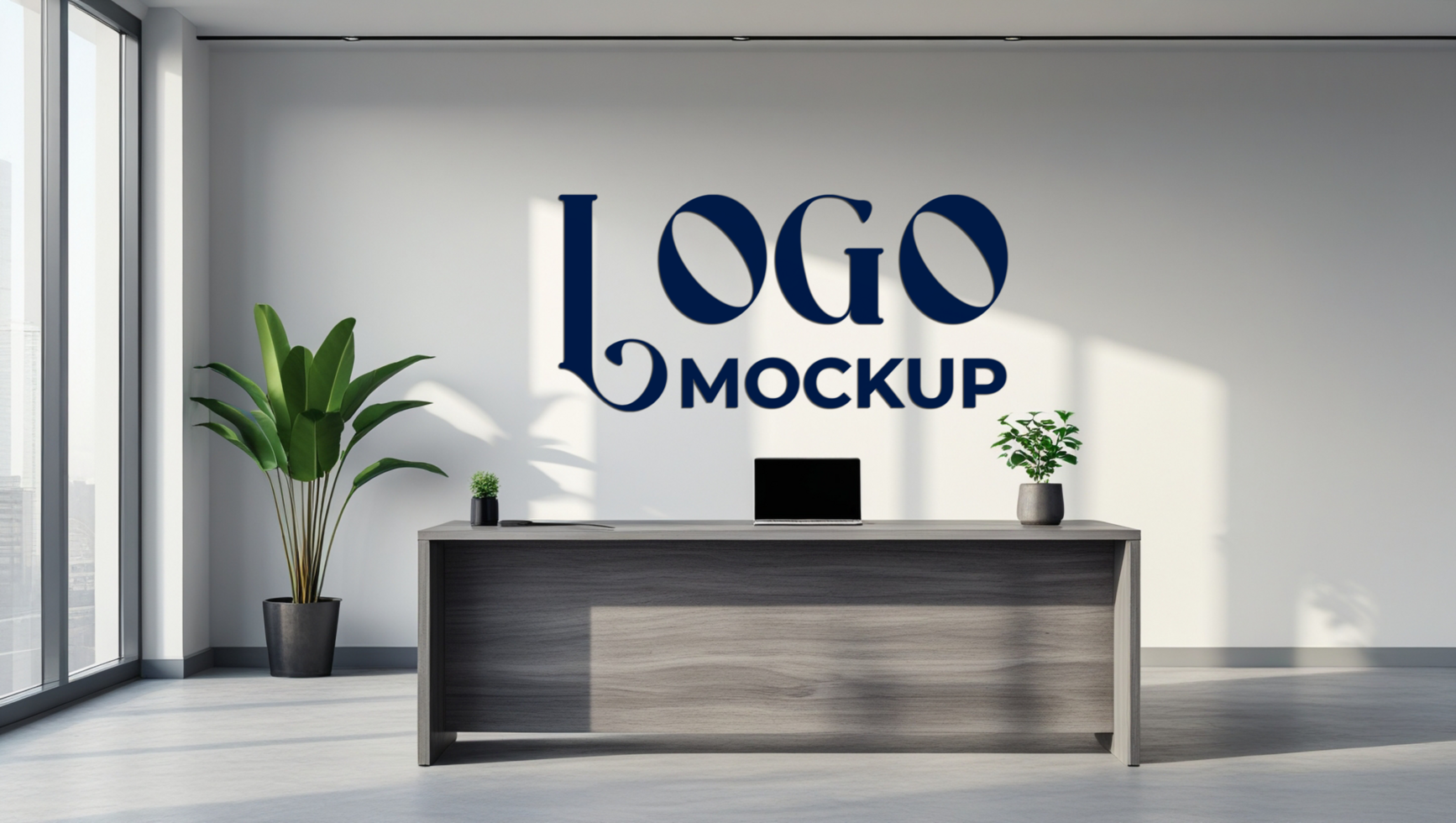 Abstract logo mockup on concrete wall for brand identity with a professional logo mockup scene psd