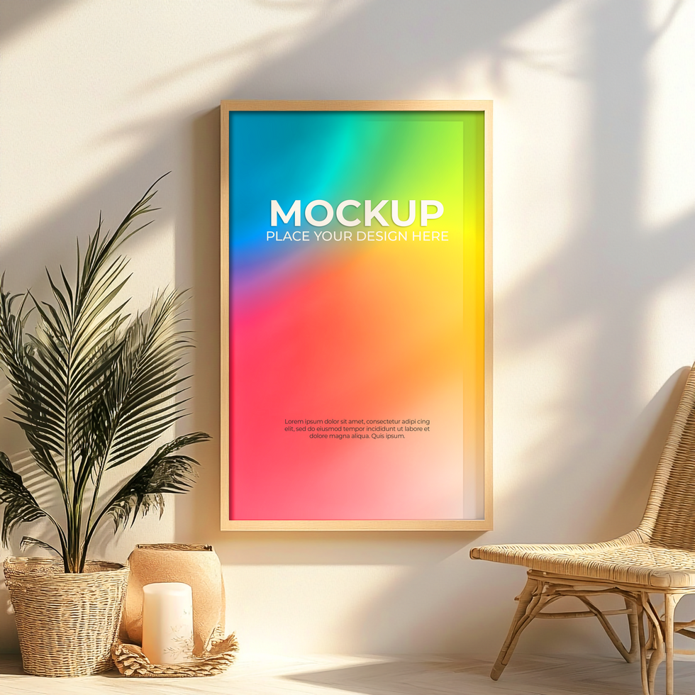 Hanging frame mockup for digital marketing materials psd
