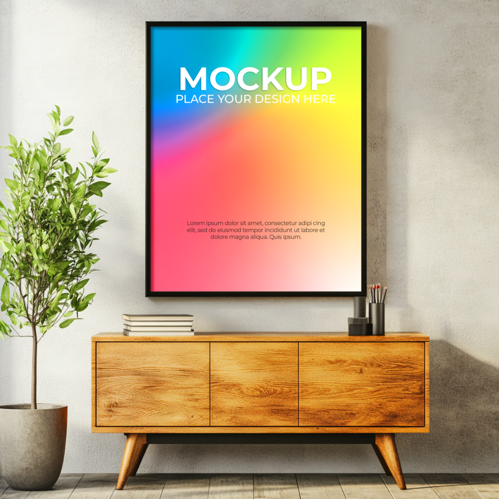 Ultra-thin floating frame mockup for stylish print displays psd