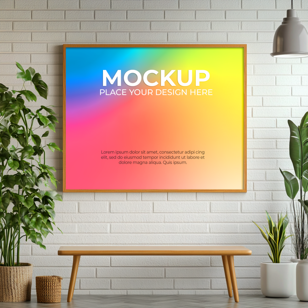 Realistic high-res wooden frame mockup for digital portfolios psd