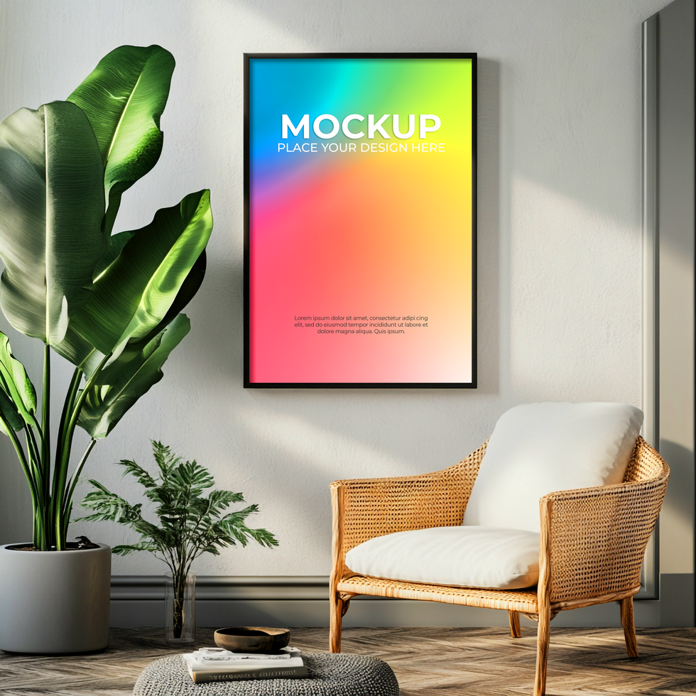 Chic metallic frame mockup for premium artwork previews psd