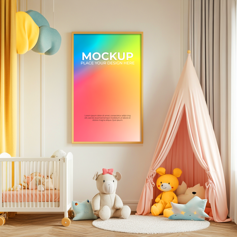 Classic frame mockup with elegant gold leaf details psd