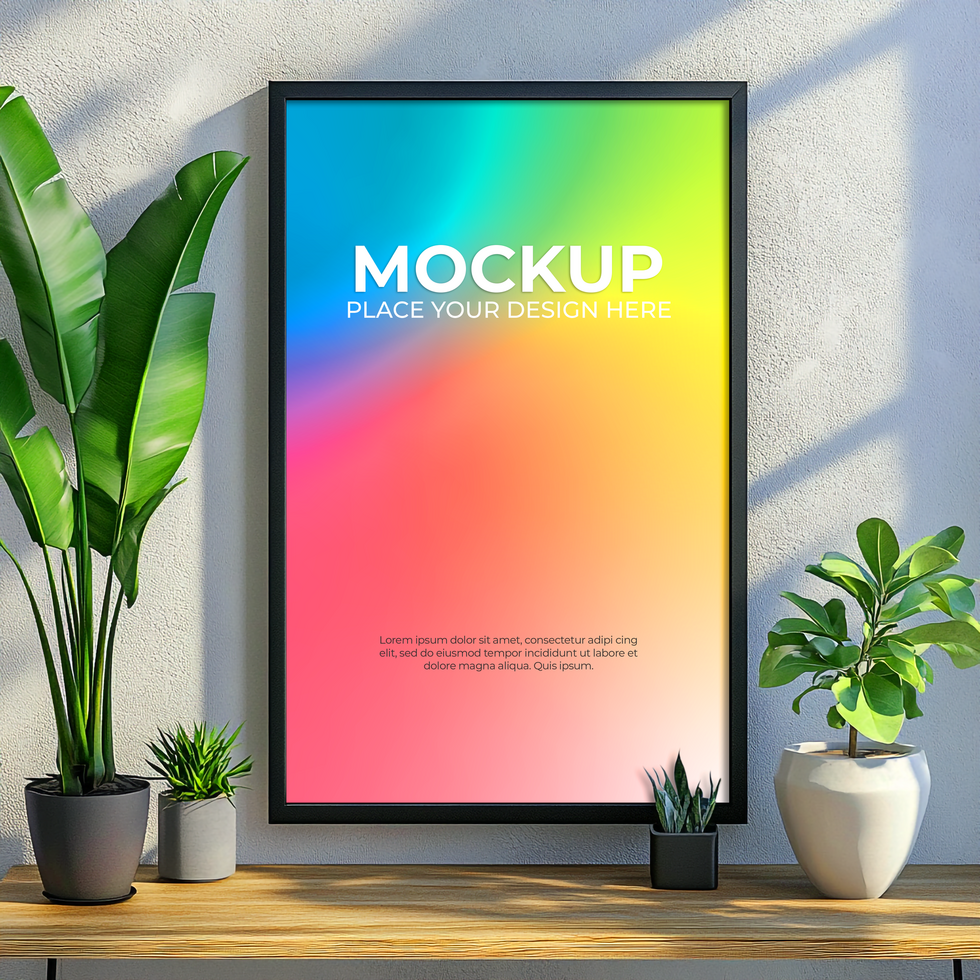 High-contrast black and white frame mockup for artistic branding psd