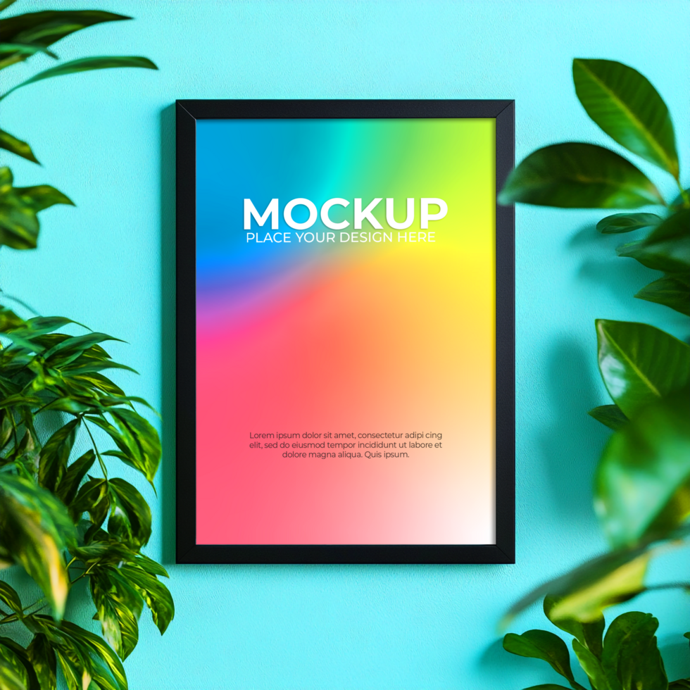 Large abstract poster frame mockup for modern apartments psd