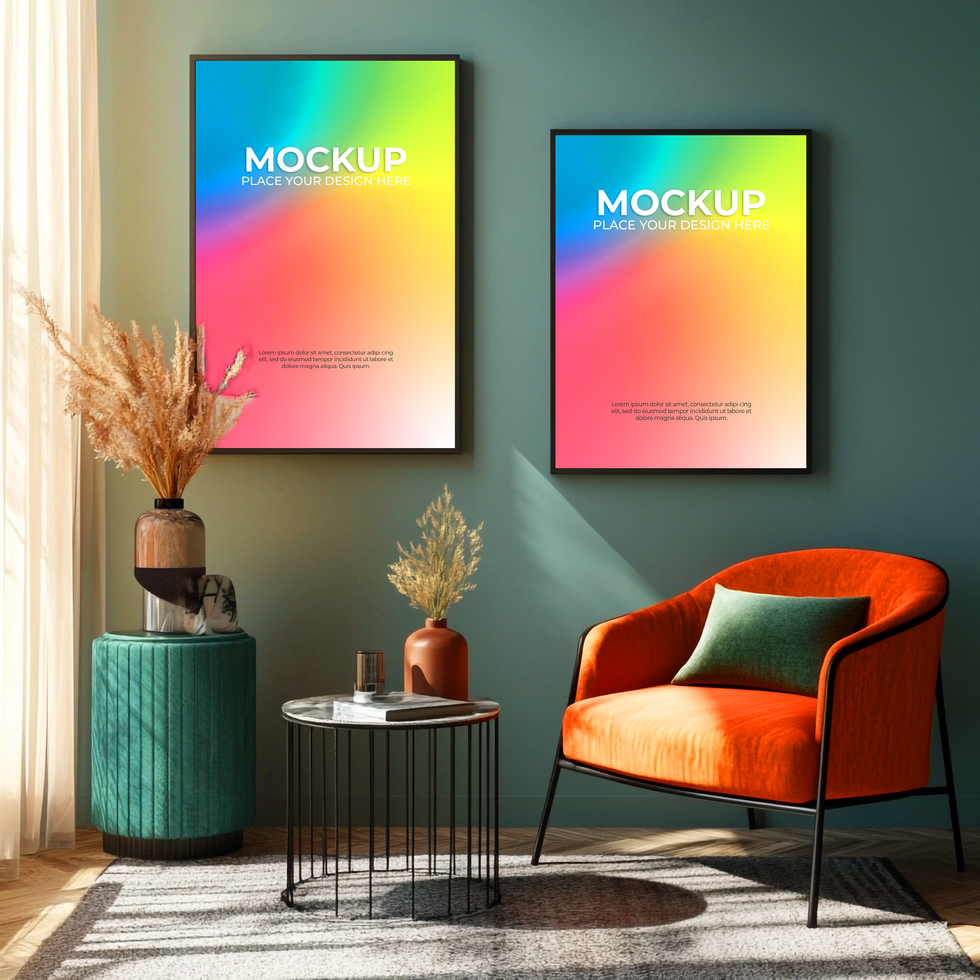White gallery frame mockup for modern home styling psd