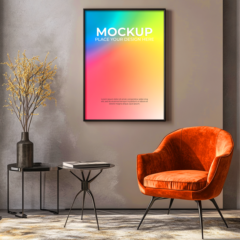 Sleek metal frame mockup for urban-inspired wall art psd