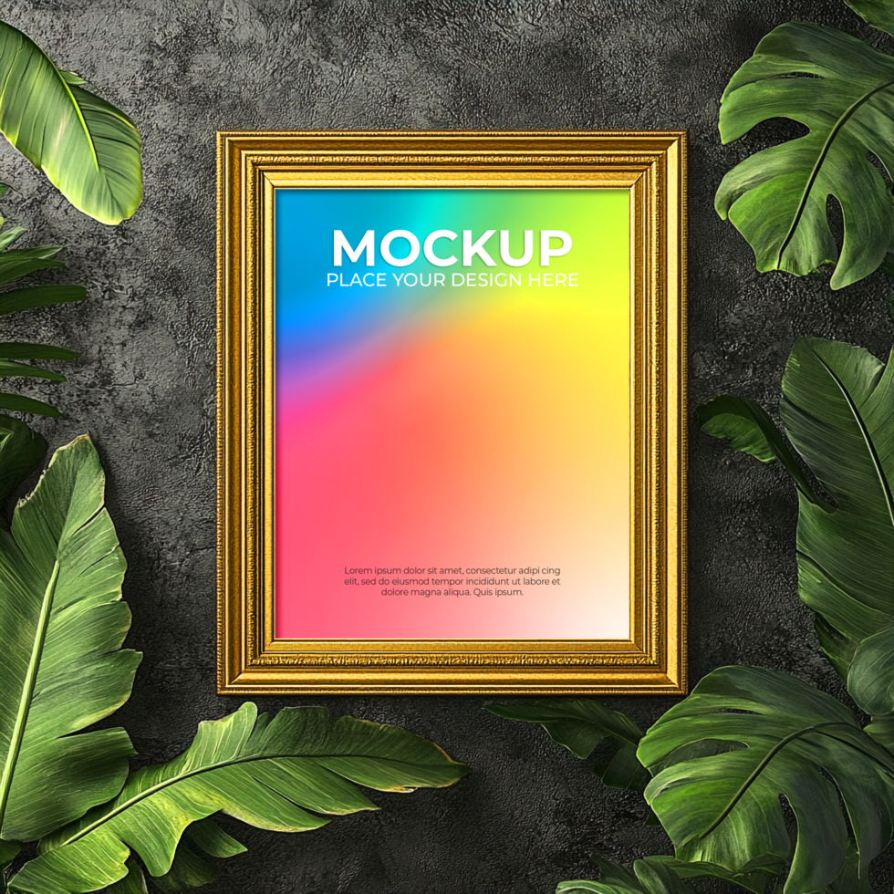 Gallery-style wooden frame mockup for stylish office decor psd