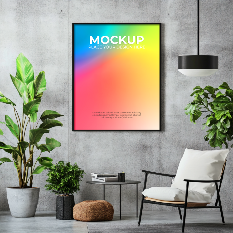 Contemporary metal frame mockup for industrial-style apartments psd