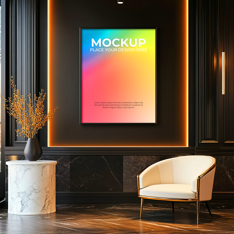 Hanging wall frame mockup for artistic interior designs psd