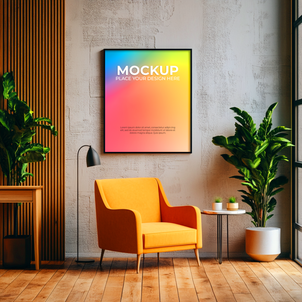 Thick wooden frame mockup for cozy and rustic aesthetics psd