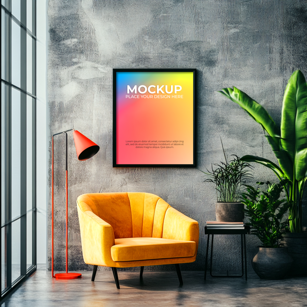 Abstract colorful picture frame mockup for creative interiors psd