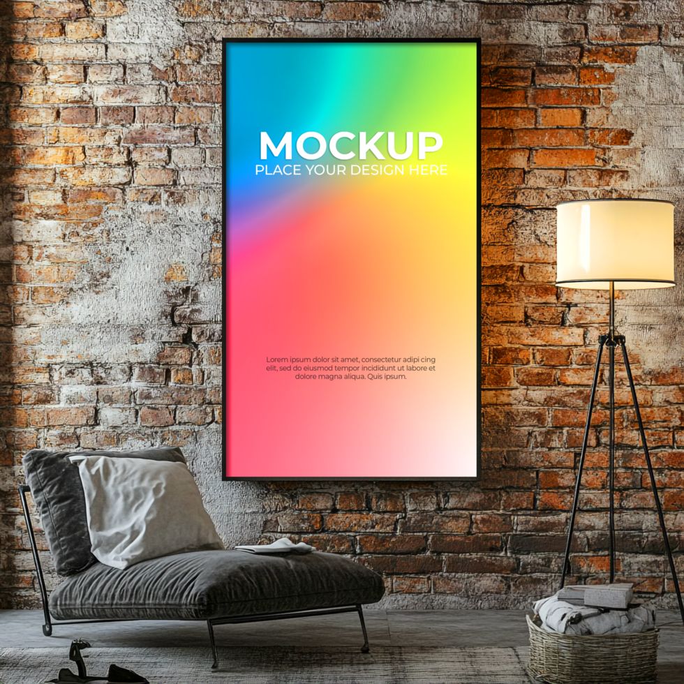 Thin-edge black frame mockup for sophisticated branding psd