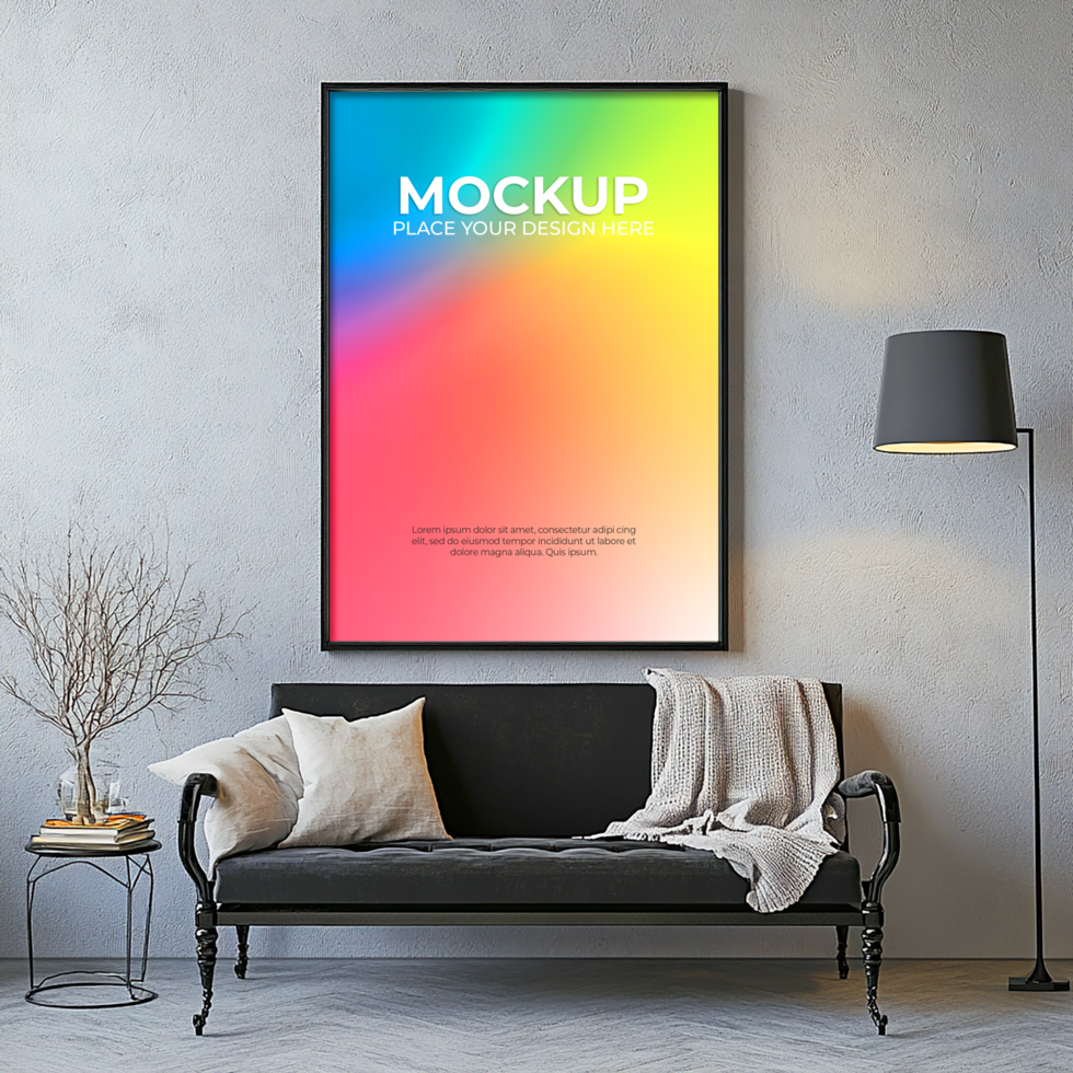 Ultra-thin picture frame mockup for delicate poster designs psd