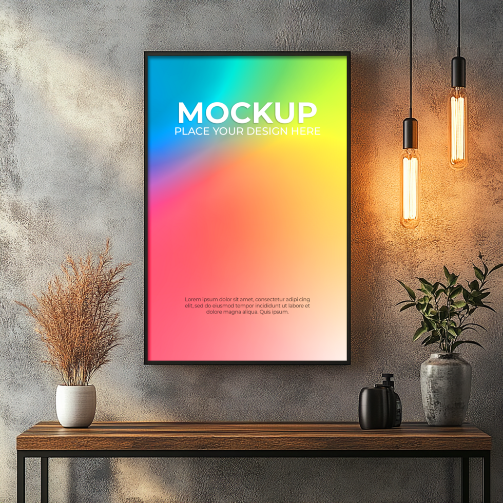 Realistic square black frame mockup for elegant photo displays psd