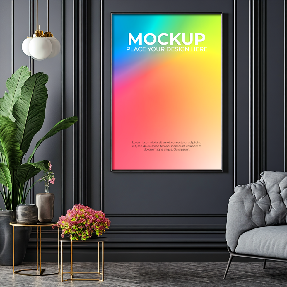 Minimalist thick-border frame mockup for bold designs psd