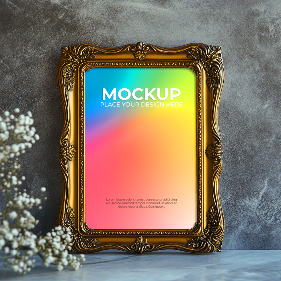 Modern wall-mounted blank frame mockup for interior visualization psd