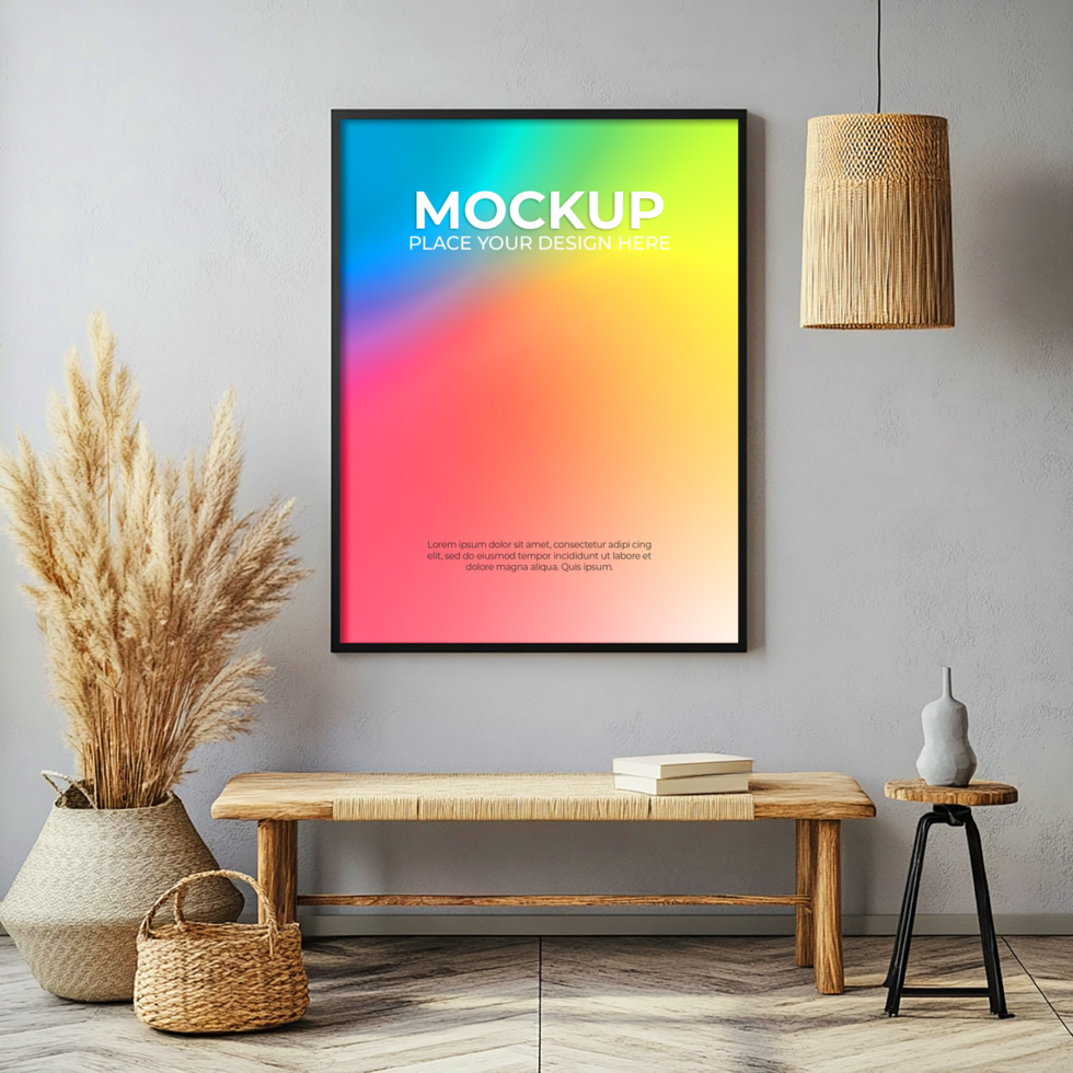 Large blank frame mockup for statement wall decor psd