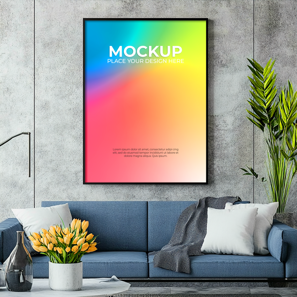 Black frame mockup with thin borders for contemporary aesthetics psd