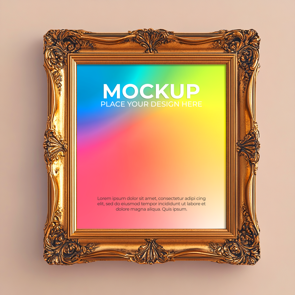 Horizontal empty picture frame mockup for stylish decor psd