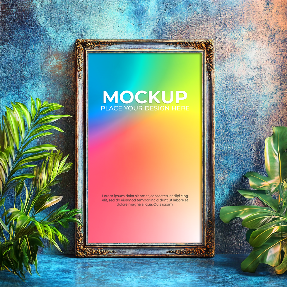 Simple thin frame mockup for modern room decoration psd