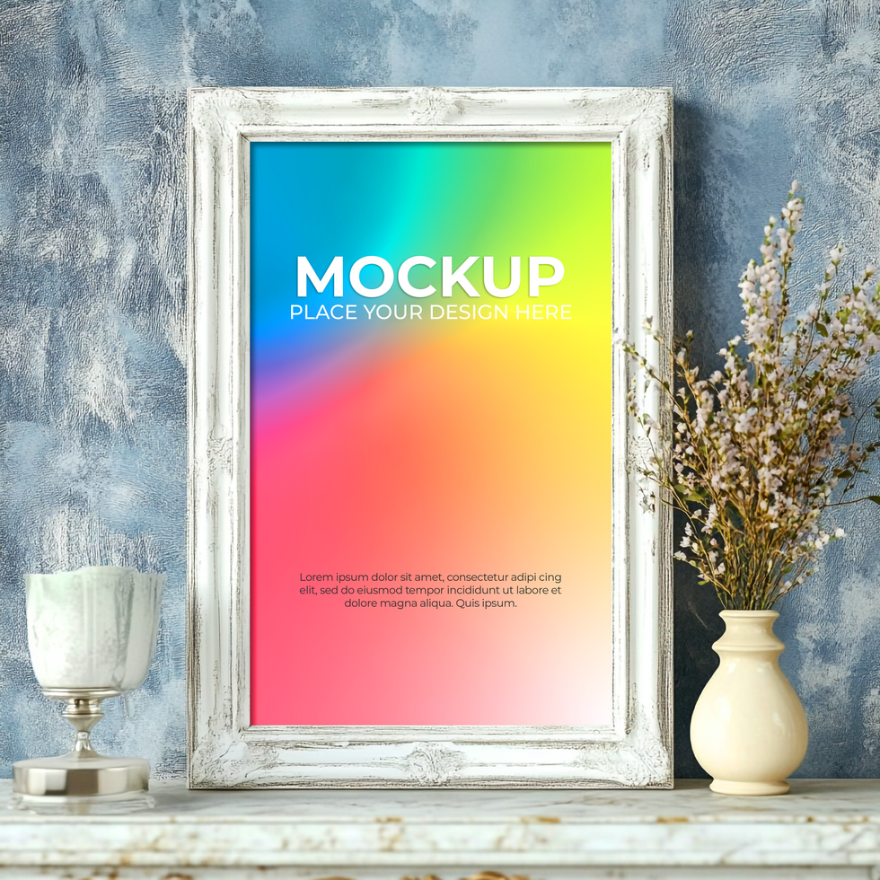 Rustic wooden frame mockup for cozy interior decor psd
